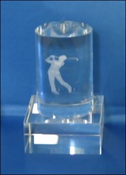 Zeige Details für Golfer beim Abschlag 3D-Glas fein gelasert in massiver Kristall-Säule  BUDGETPREIS ! Bild von Golfer beim Abschlag 3D-Glas fein gelasert in massiver Kristall-Säule  BUDGETPREIS !