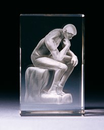 Zeige Details für Der Denker Statue in Glasblock - 3D-Glas mit realistischem Textur-Effekt Bild von Der Denker Statue in Glasblock - 3D-Glas mit realistischem Textur-Effekt