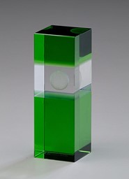 Bild von Golfball 3D-Motiv in massivem Glas-Cubix