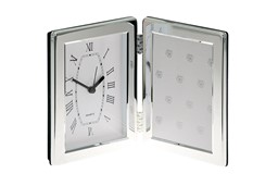 Zeige Details für Tischuhr mit Fotorahmen versilbert Bild von Tischuhr mit Fotorahmen versilbert