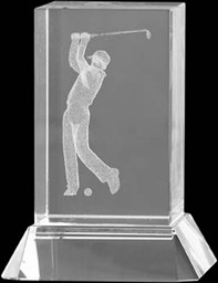Bild von Golfer beim Abschlag - 3D-Glas fein gelasert- BUDGETPREIS, in 3 Größen