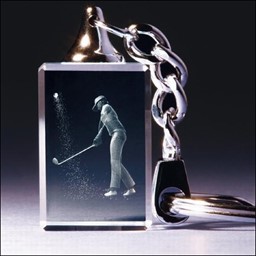 Bild von Schlüsselanhänger Golferin im Bunker 3D-Glas mit raffiniertem Textur-Effekt !
