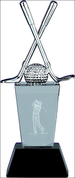 Bild von Golf Club Prism Award mit Golfer 3D-Motiiv Crystal - in 3 Größen