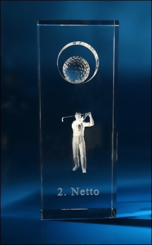 Bild von Golfpokal 3D-Glas EXTRA - besonders fein gelasert !
