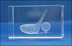Bild von Golfball mit Schläger 3D-Glas fein gelasert BUDGETPREIS !
