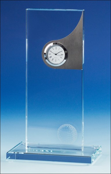 Bild von Kristallglas-Award Clock mit Quartz-Uhr und Motiv