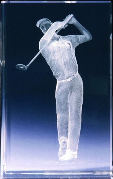 Bild von Golfer beim Abschlag 3D-Glas mit raffiniertem Textur-Effekt