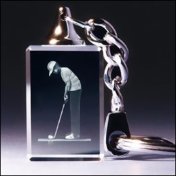 Bild von Schlüsselanhänger Golfer 3D-Glas mit raffiniertem Textur-Effekt !