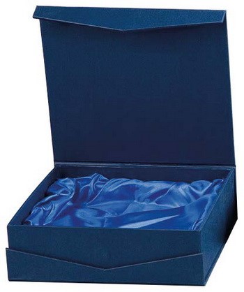 Bild von Geschenkbox mit blauem Stoff