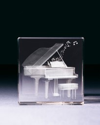Bild von Flügel Klavier in Glasblock - 3D-Glas mit realistischem Textur-Effekt
