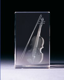 Bild von Geige in Glasblock - 3D-Glas mit realistischem Textur-Effekt