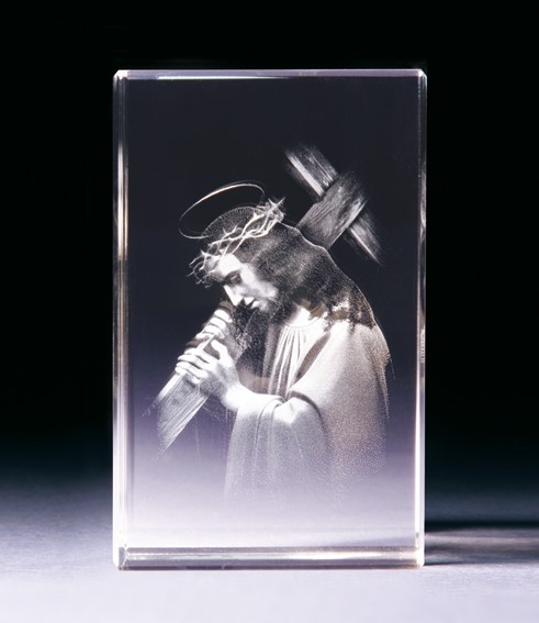 Bild von Jesus Christus in 3D-Glas mit edlem Textur-Effekt !