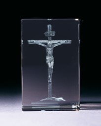 Bild von Jesus Christus am Kreuz - in 3D-Glas mit edlem Textur-Effekt !