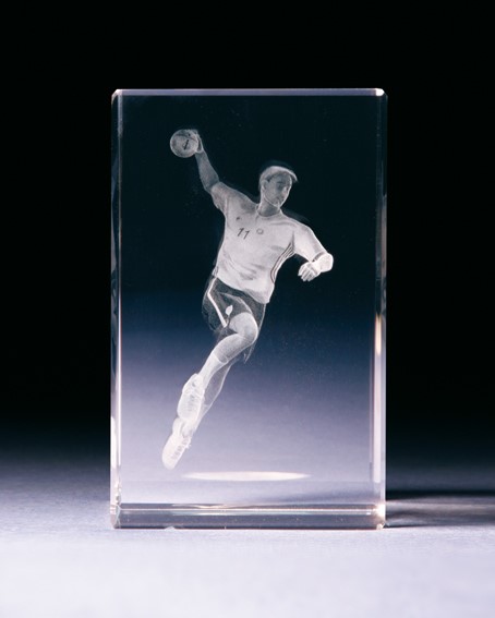Bild von Handballspieler in 3D-Glas mit raffiniertem Textur-Effekt !
