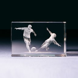 Bild von Fussball Spielszene in 3D-Glas mit raffiniertem Textur-Effekt !