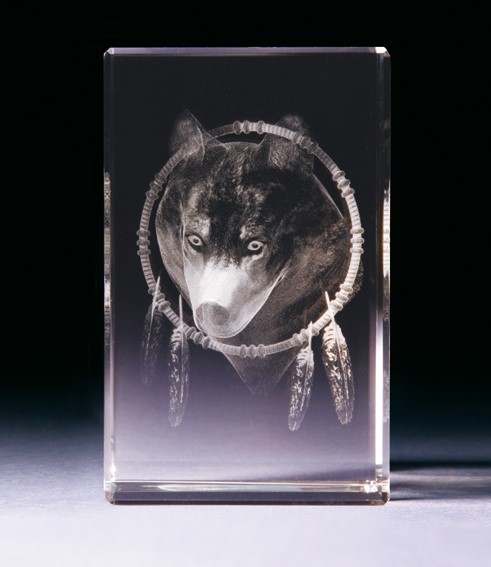 Bild von Wolf in Glasblock - 3D-Glas mit realistischem Textur-Effekt
