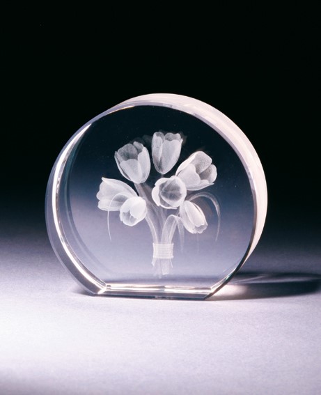 Bild von Tulpen Tulpenstrauss in Glasblock - 3D-Glas mit realistischem Textur-Effekt