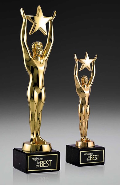 Bild von Star Achievement Award in18 K Goldoptik glanzlackiert und veredelt Black Marble Base