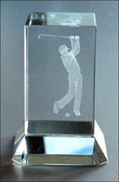 Bild von Golfer beim Abschlag - 3D-Glas fein gelasert BUDGETPREIS, in 2 Größen
