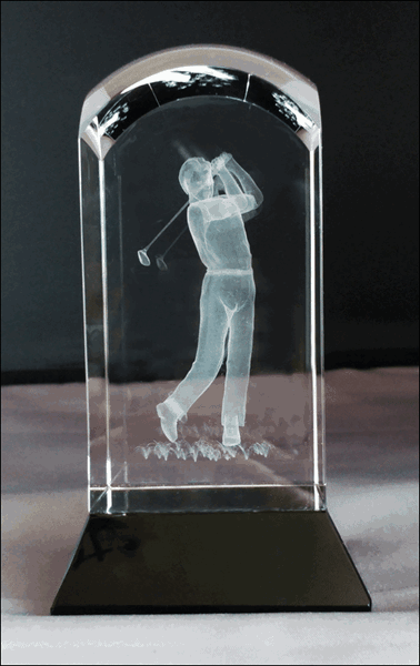 Bild von Golfer 3D-Motiv in fein geschliffener Glaskuppel , in 3 Größen
