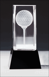 Bild von  Golfball auf Tee mit Sockel  3D-Glas fein gelasert
