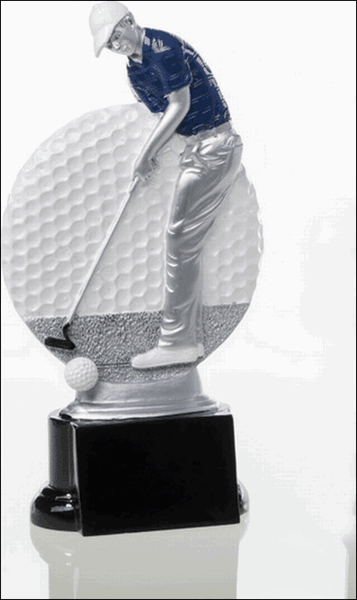 Bild von Golfer-Figur auf Sockel, modernes Design